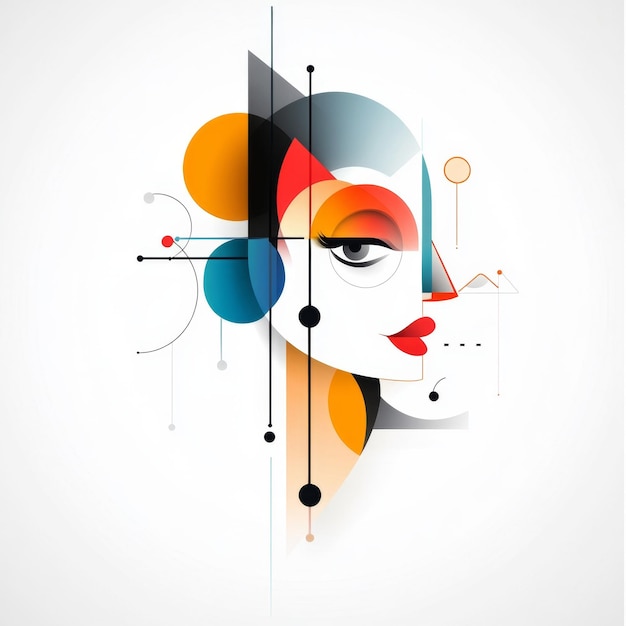 Photo abstract geometric portrait with colorful shapes and lines the image features a stylized face with a