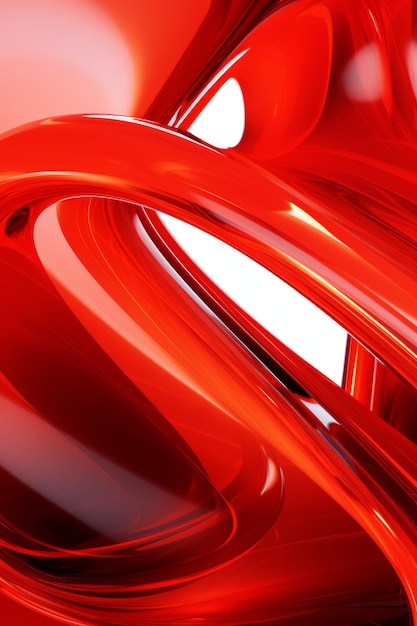 Abstract geometric red background with glass spiral tubes flow clear fluid with dispersion and r