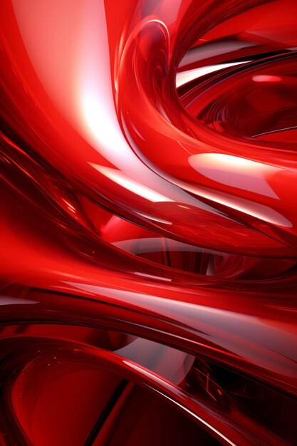 Abstract geometric red background with glass spiral tubes flow clear fluid with dispersion and r