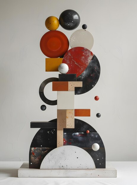 Photo abstract geometric sculpture with circles and cubes