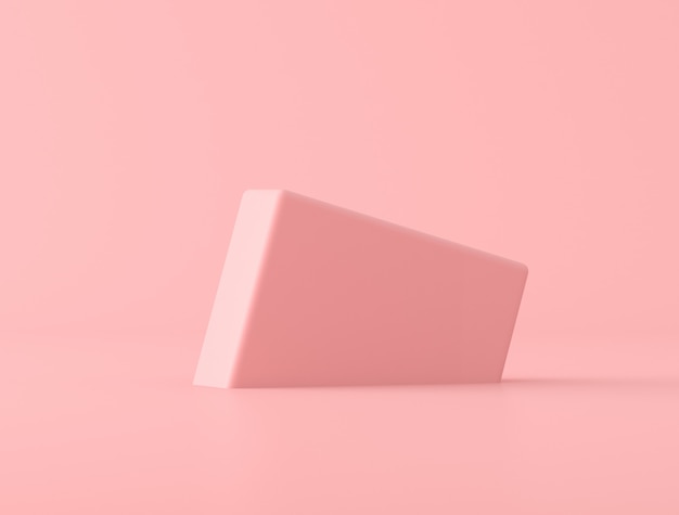 Abstract geometric shape on pink background, pastel colors,minimal style,3d rendering