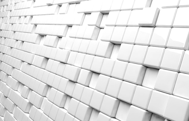 Abstract geometric shape of white cubes 3d render