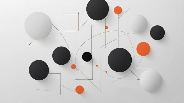 Photo abstract geometric shapes in black white and orange