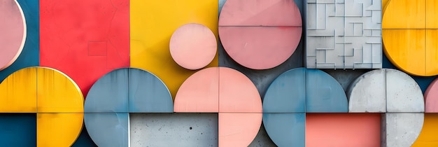 Photo abstract geometric shapes in bold vibrant colors