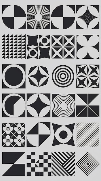 Photo abstract geometric shapes poster template set modern monochrome pattern vector design