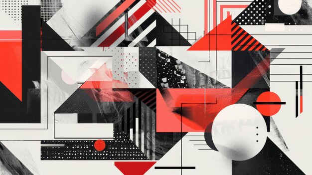 Photo abstract geometric shapes in red and black