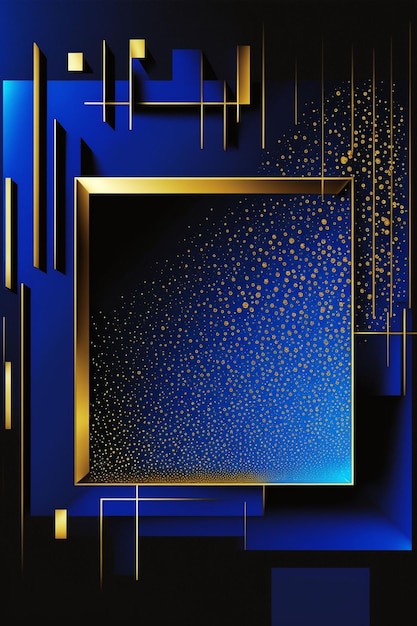 Abstract geometric square and rectangle glitters royal blue background