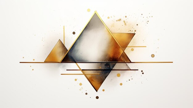 Photo abstract geometric triangle shape colorful line art 3d wall technology golden creative digital art