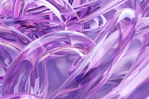 Abstract geometric violet background with glass spiral tubes flow clear fluid with dispersion