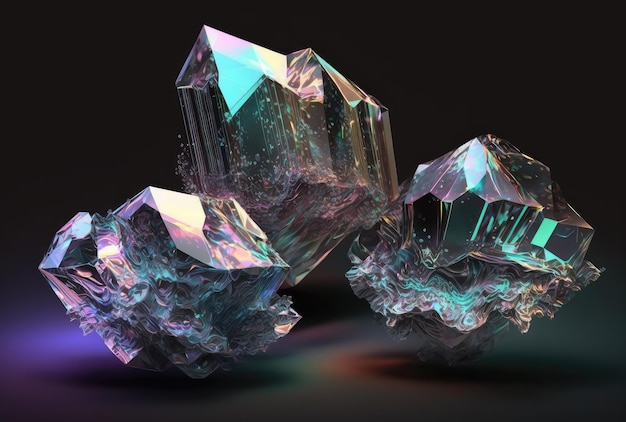 Abstract glass holographic crystals Generative AI