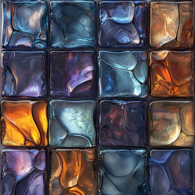 Photo abstract glass mosaic with colorful swirls and patterns