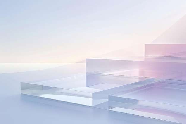 Abstract Glass Platform with Pastel Gradient Background