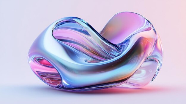 Abstract Glass Sculpture with Iridescent Hues