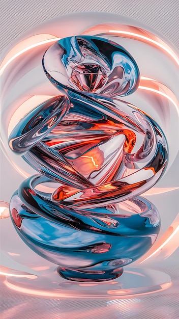 Abstract glass shape on light 3d render background