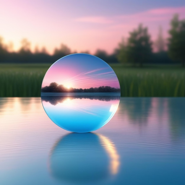 abstract glass sphere with reflection of sunset abstract glass sphere with reflection of sunse