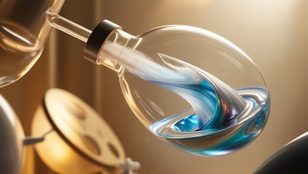 Abstract Glass Vial with Swirling Liquid Art