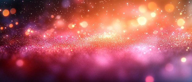 Abstract Glitter Background with Orange and Pink Bokeh Lights