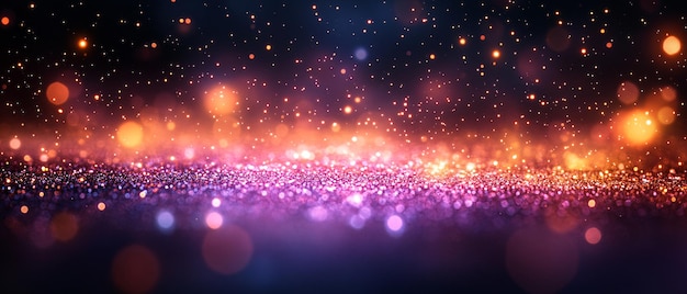 Abstract Glitter Background With Orange And Purple Lights