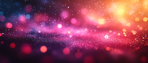 Abstract Glitter Background with Red and Orange Bokeh Lights