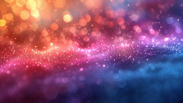 Abstract Glitter Background with Red Orange Pink and Blue Bokeh