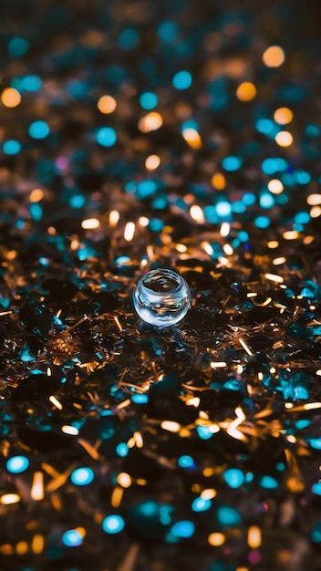 abstract glitter black blue and gold lights background de focused