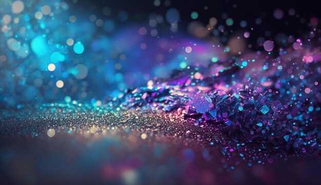 Abstract glitter silver purple blue lights background