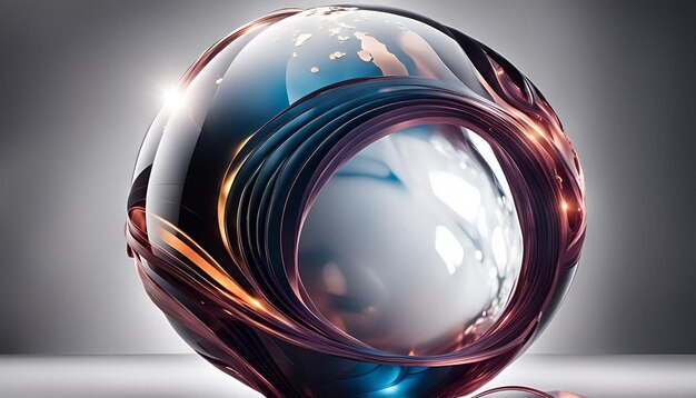 Photo abstract globe with fluid dynamics