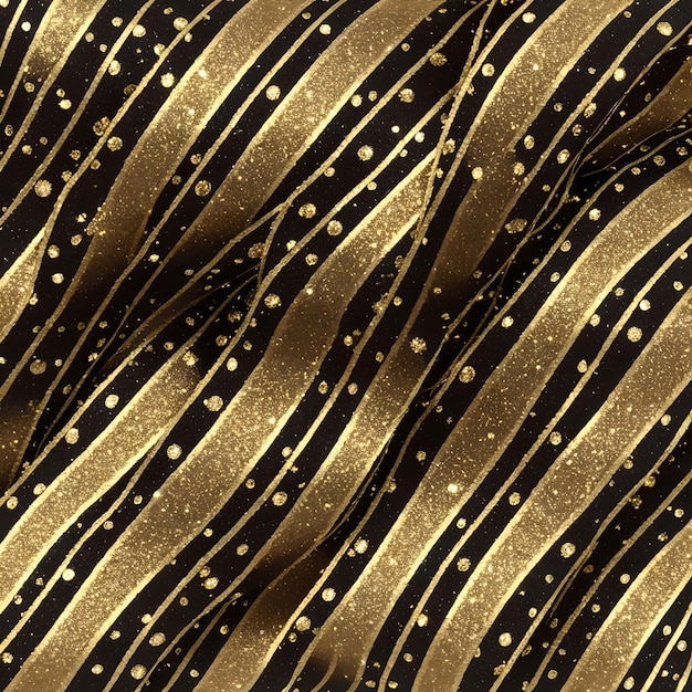 Abstract glowing gold and black ribbon and glitter generative art by AI