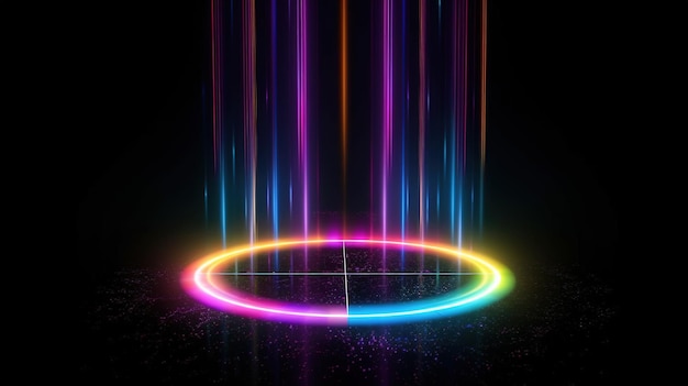 Abstract glowing lights Magic rainbow portal on night scene generative ai