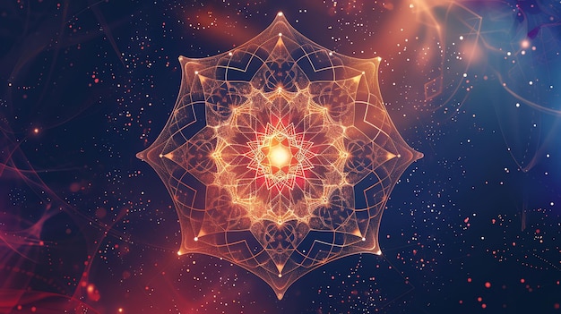 Abstract glowing mandala in a cosmic background