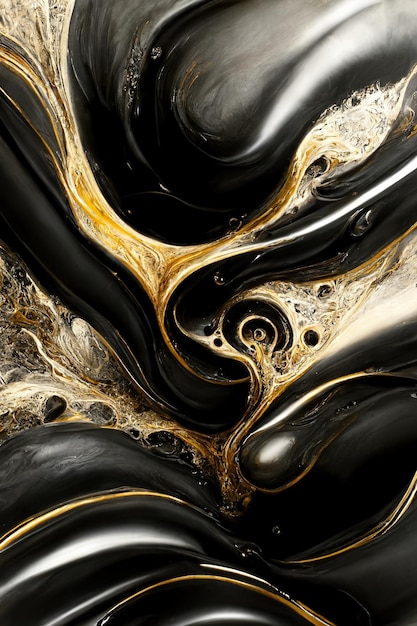 Abstract gold and black marble wallpaper