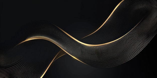 Abstract Gold and Black Waves