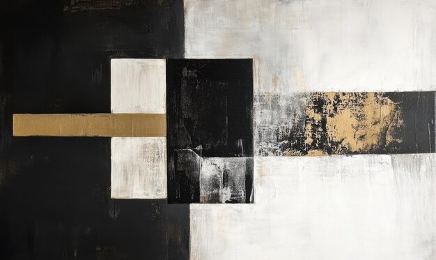 Photo abstract gold black white painting