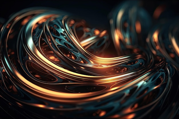 Abstract gold and blue lines in a digital art style