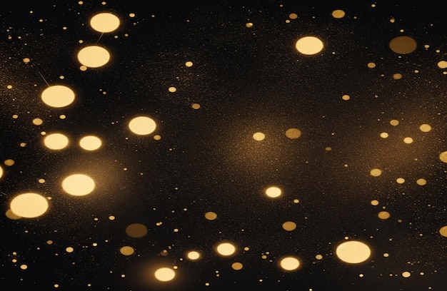 Abstract gold bokeh circles on a black background