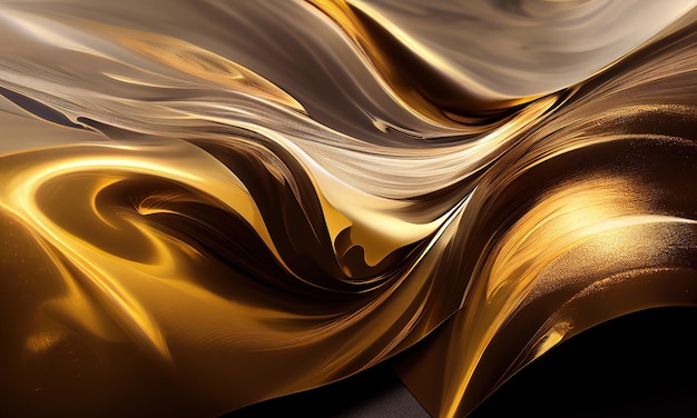 Abstract gold and brown glossy wallpaper with creamy details