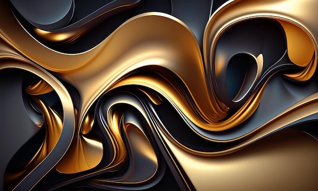 Abstract gold and brown glossy wallpaper with creamy details