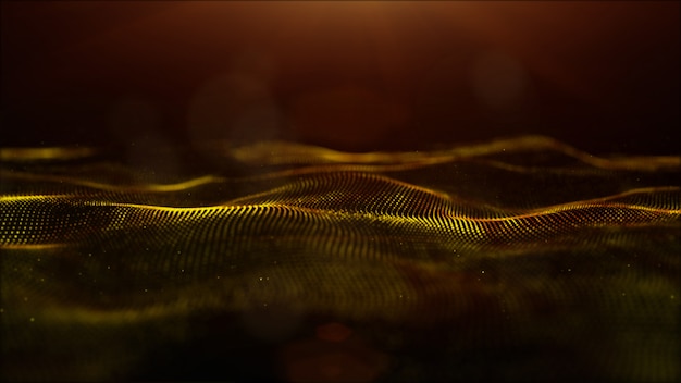 Abstract Gold Color Digital Particles