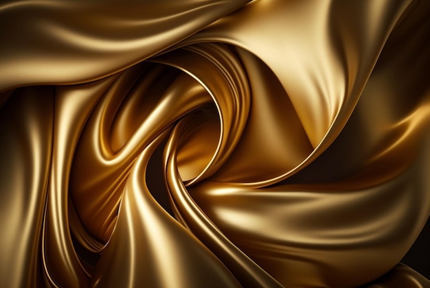 Abstract gold fabric background texture with golden elegant satin material generative AI