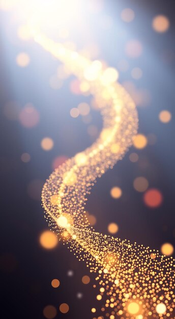 Photo abstract gold glitter bokeh trail on a dark background