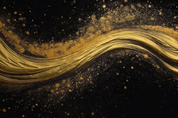 Abstract Gold Glitter in Fluid Dynamic Brushwork Generative AI