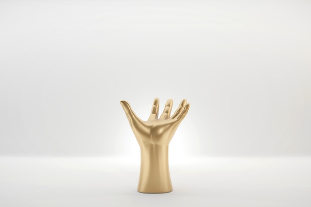 Photo abstract gold hand figure isolated on white background