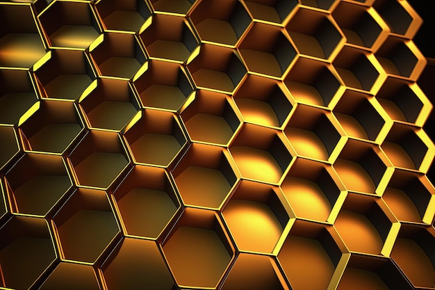 Abstract gold luxury polygonal mosaic background with hexagon pattern AI