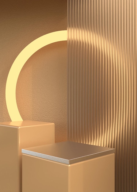 abstract gold podium background for product presentation- 3d rendering