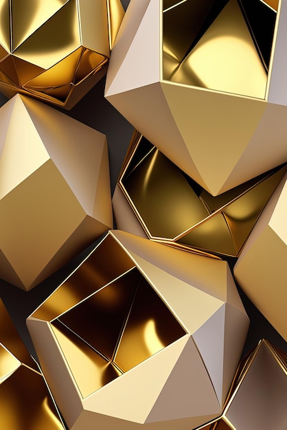 Abstract gold polygonal geometric background Generative AI