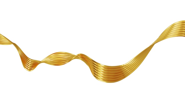 Abstract gold wave isolated on white background 3D render