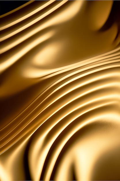 Abstract gold wavy curve modern on a luxury texture material golden background Ai generated