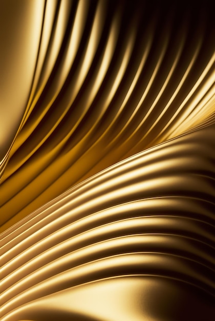 Abstract gold wavy curve modern on a luxury texture material golden background Ai generated