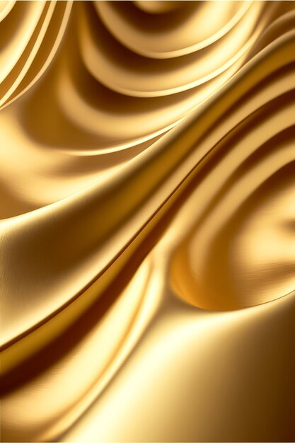 Abstract gold wavy curve modern on a luxury texture material golden background Ai generated