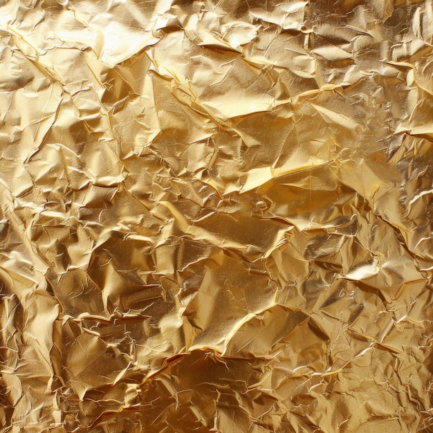 Photo abstract golden folded shiny metal gold foil crumpled texture background top view